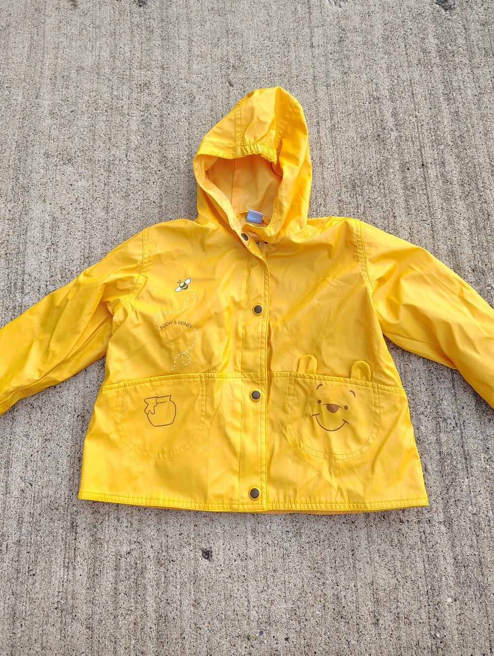 Disney Baby Winnie The Pooh Yellow Raincoat Hooded Jacket Size 24 Months